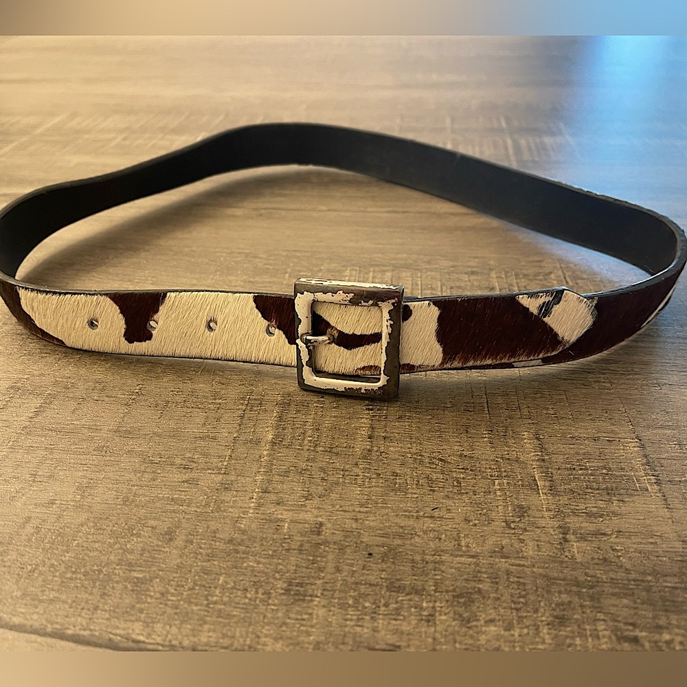 Vintage Distressed Nine West Genuine Haircalf Leather Belt Size L